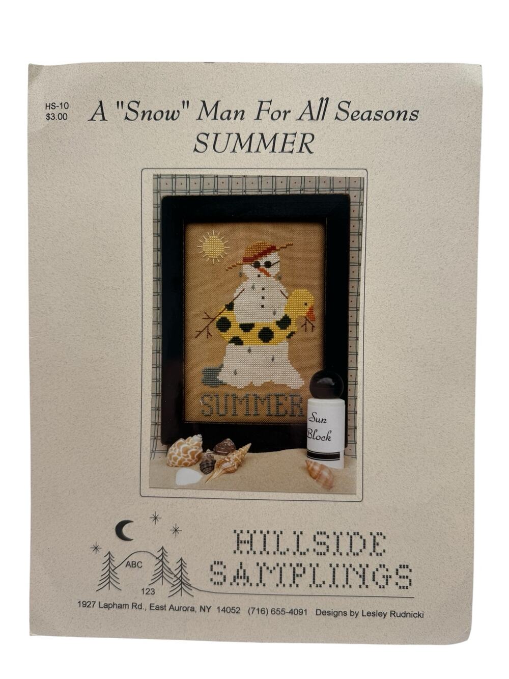Vintage A Snow Man For All Seasons Summer Cross Stitch Design 1994 Hillside